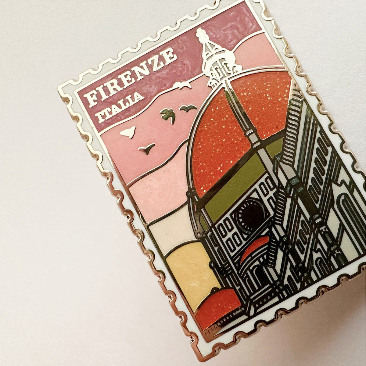 Florence Cathedral enamel pin, gold plating