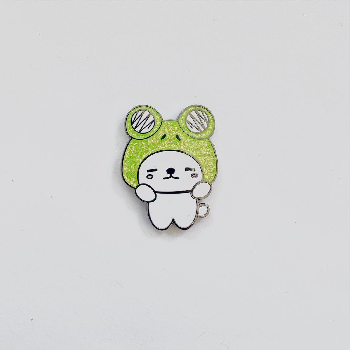 Frog Dog Mascot enamel pin, black plating