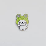 Frog Dog Mascot enamel pin, black plating