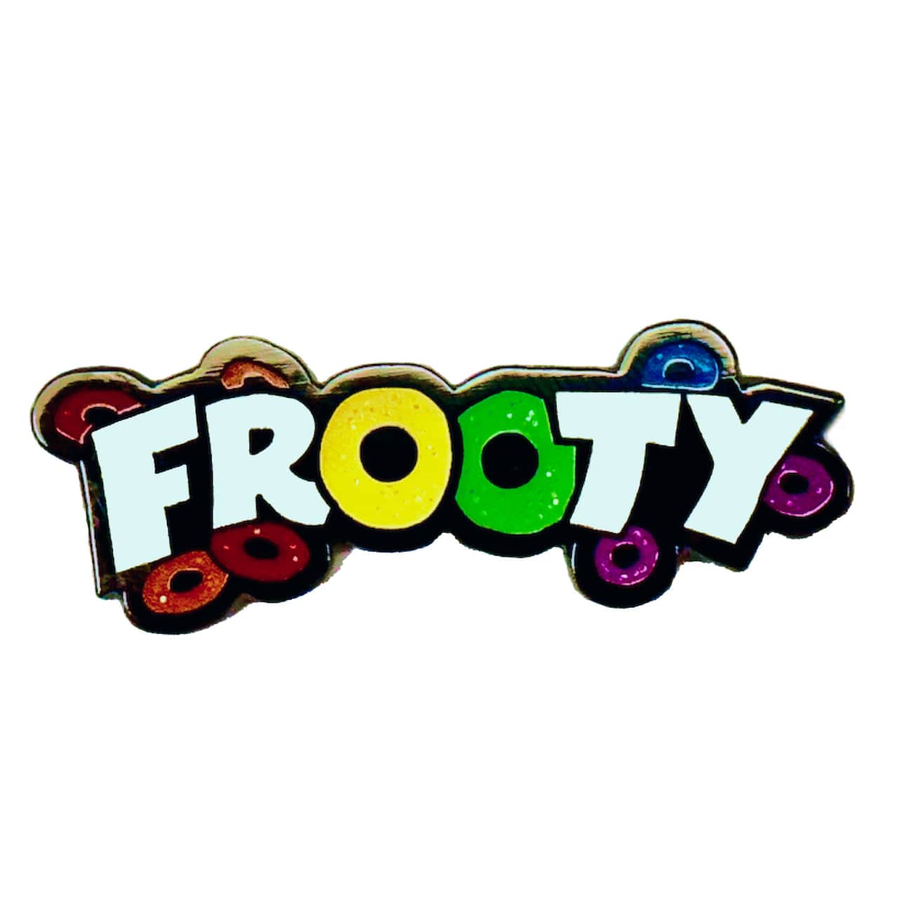 Pinbuds Enamel pin Frooty gay pin(froot loops mashup, glitters)