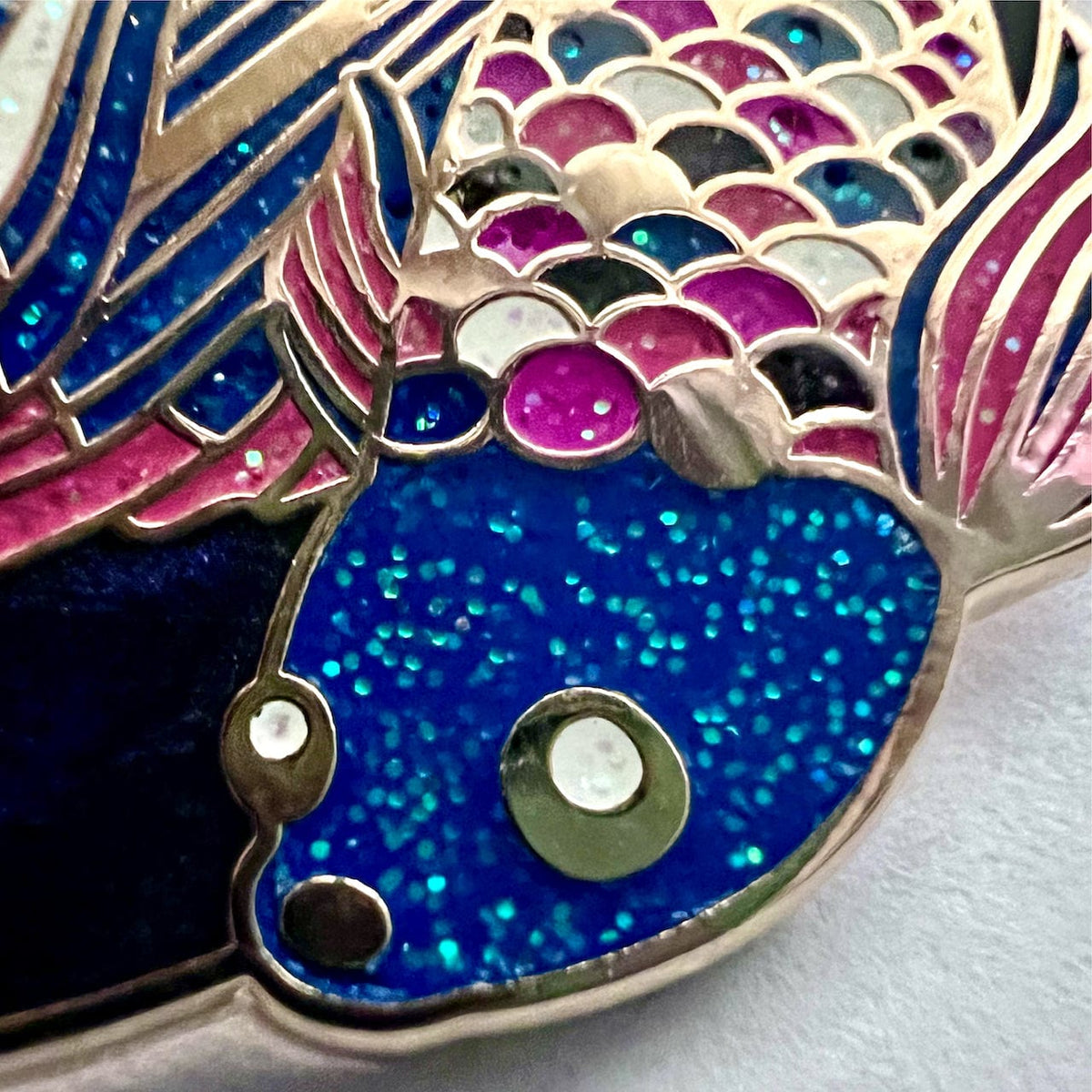 Genderfluid Scales Fish enamel pin, gold plating