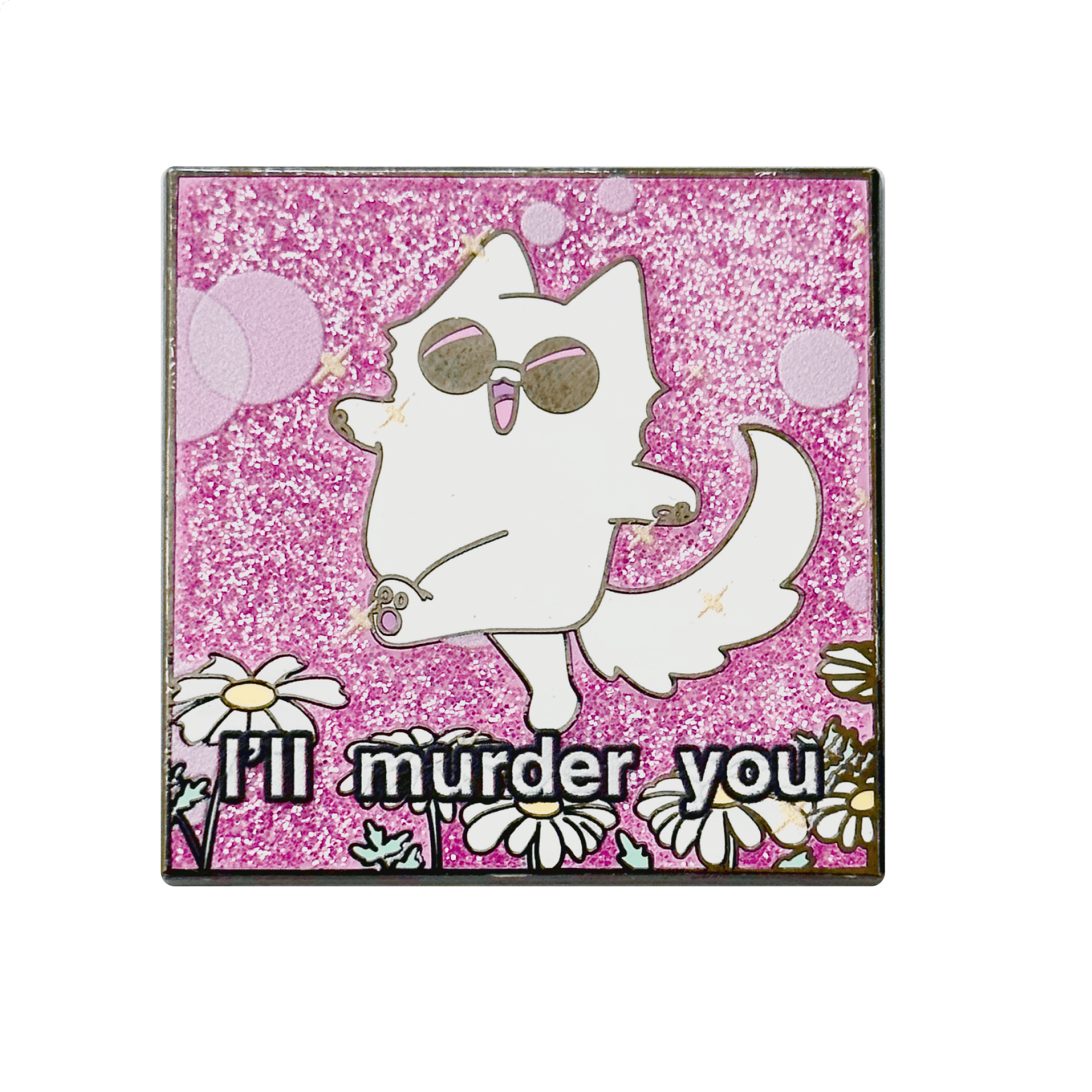 Pinbuds Enamel pin Gojo Cat "I'll murder you" meme pin