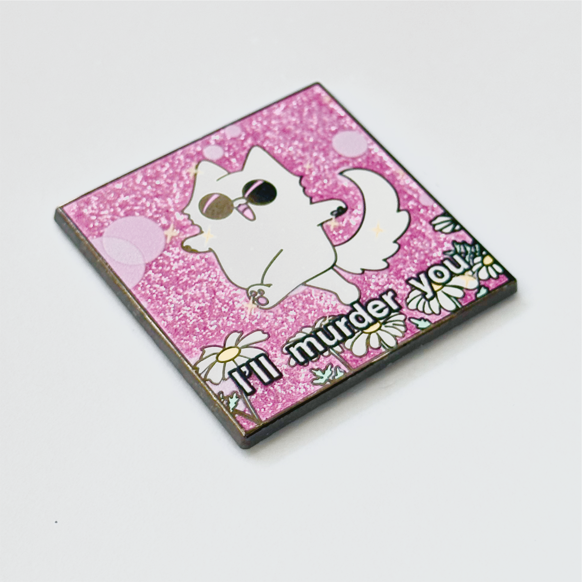 Pinbuds Enamel pin Gojo Cat "I'll murder you" meme pin