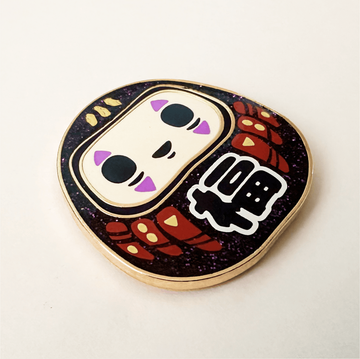 Good Luck Spirited Daruma enamel pin, gold plating