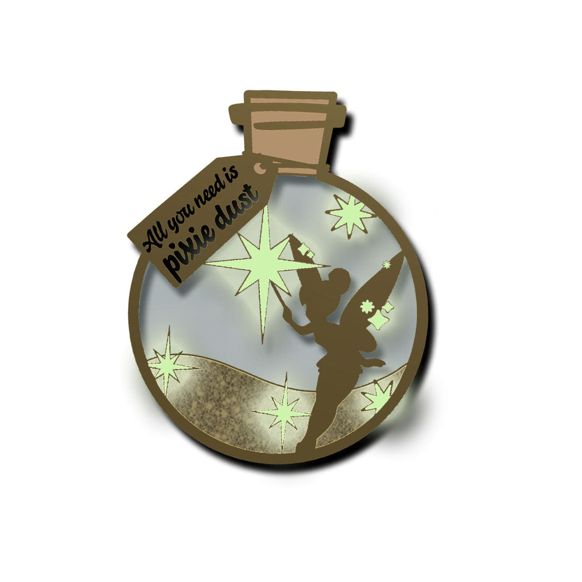 Pixie Dust Glow enamel pin, designed in Sydney