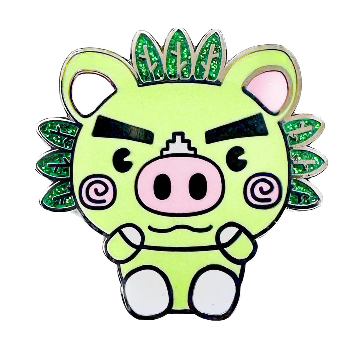 Grumpy Pig Mascot enamel pin by Pinbuds