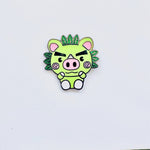 Grumpy Pig Mascot enamel pin, black plating