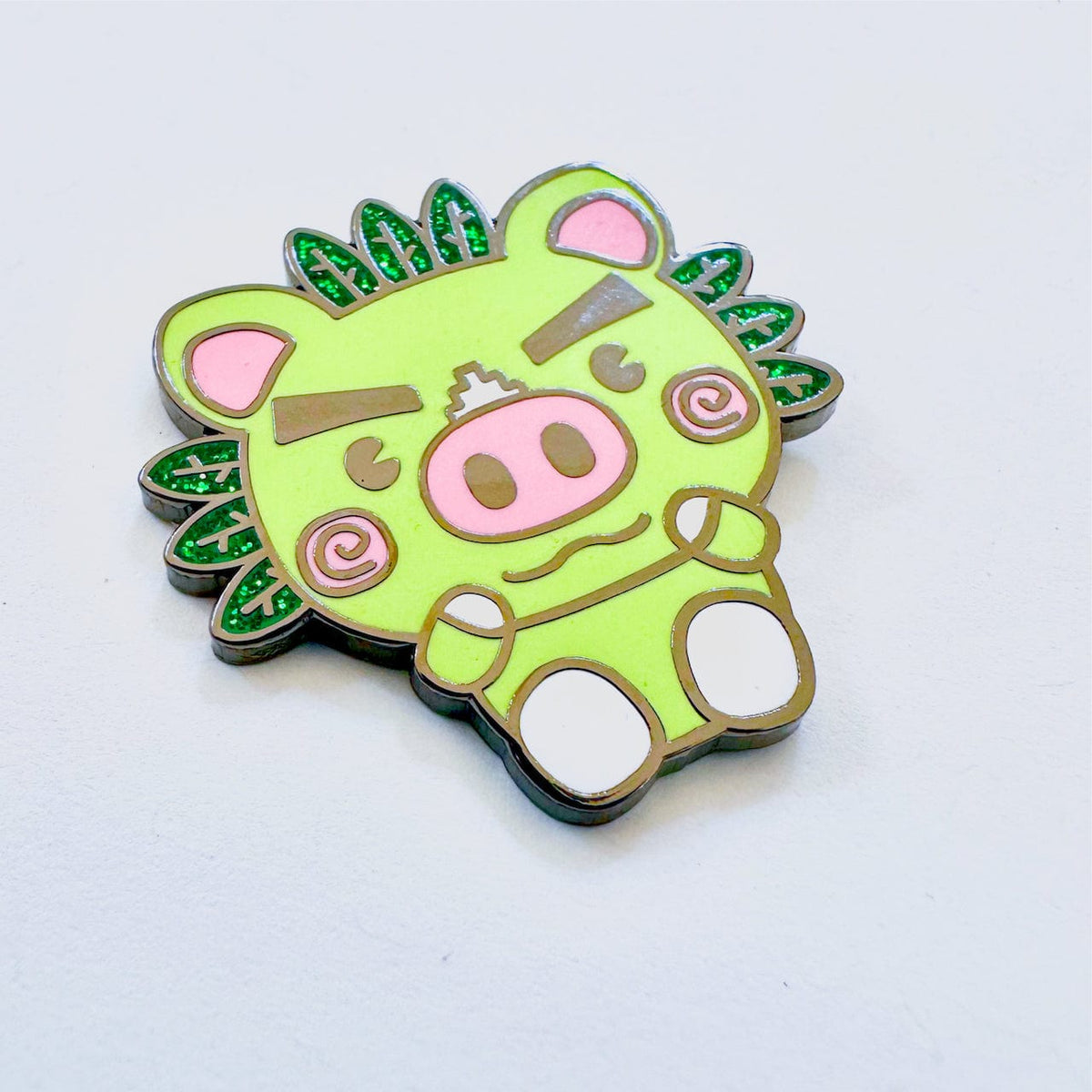 Grumpy Pig Mascot enamel pin, hard enamel