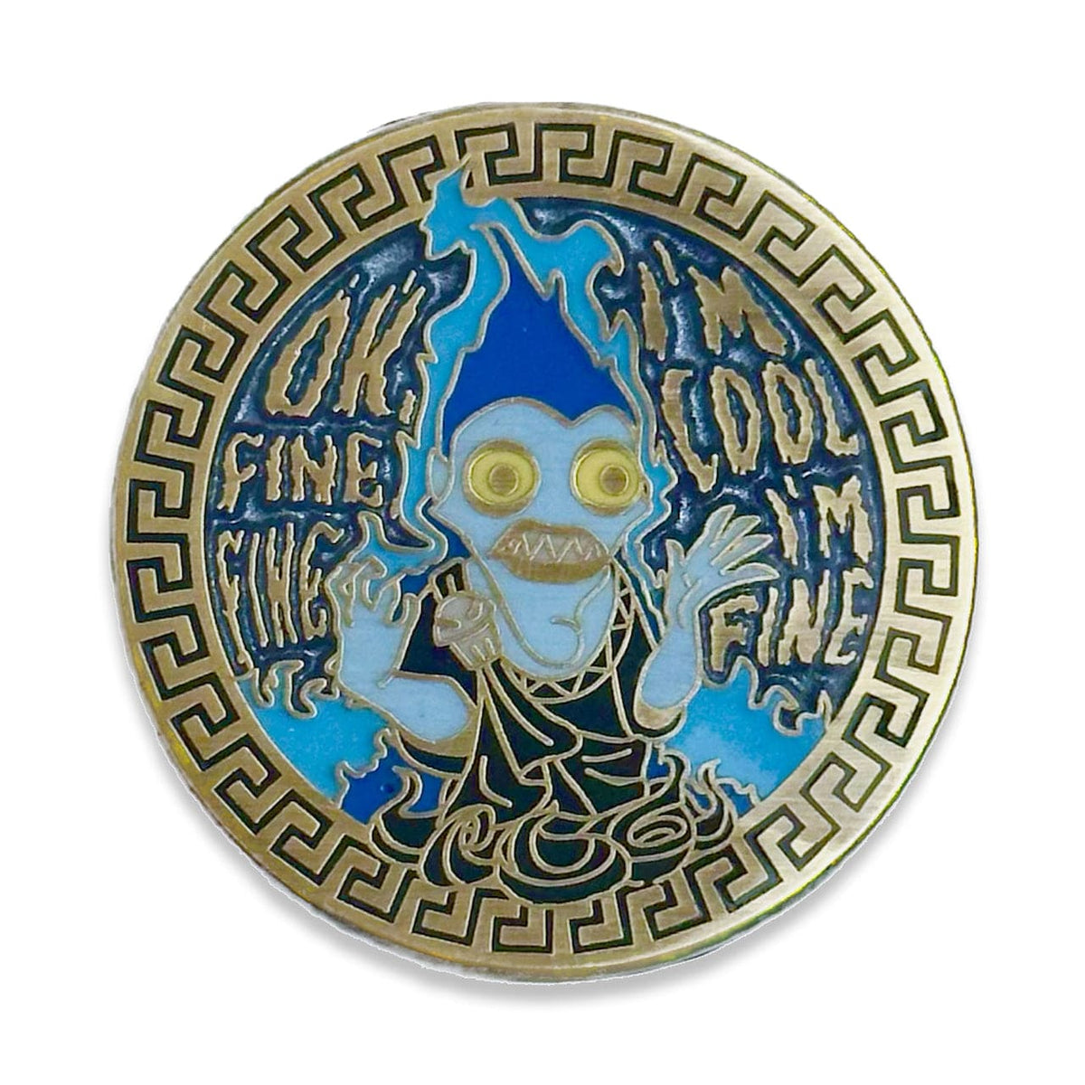 "I'm Fine" Hades Quote Glow enamel pin by Pinbuds