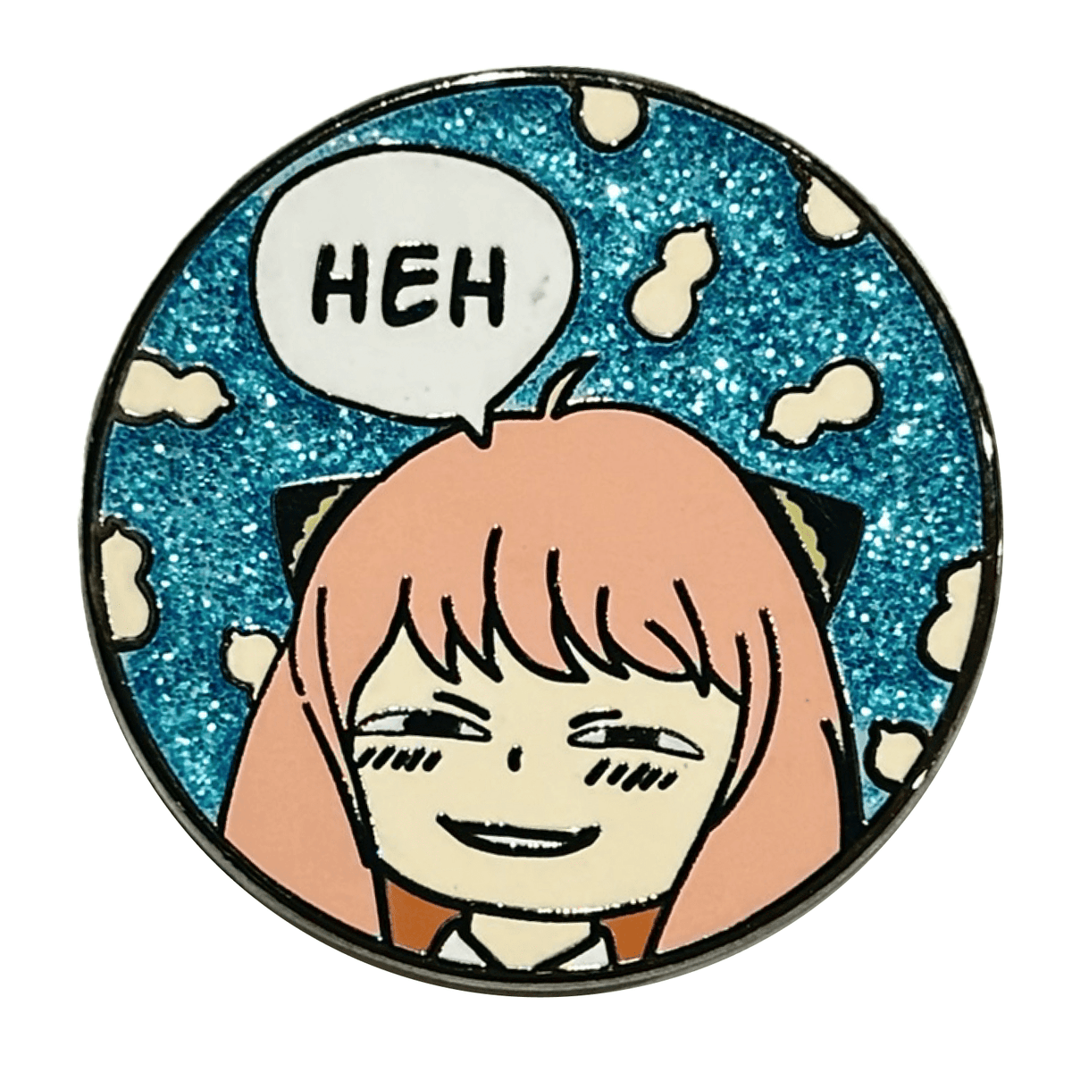 Heh Smug Spy Face enamel pin by Pinbuds