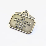 Hollywood Hotel enamel pin, antique gold plating