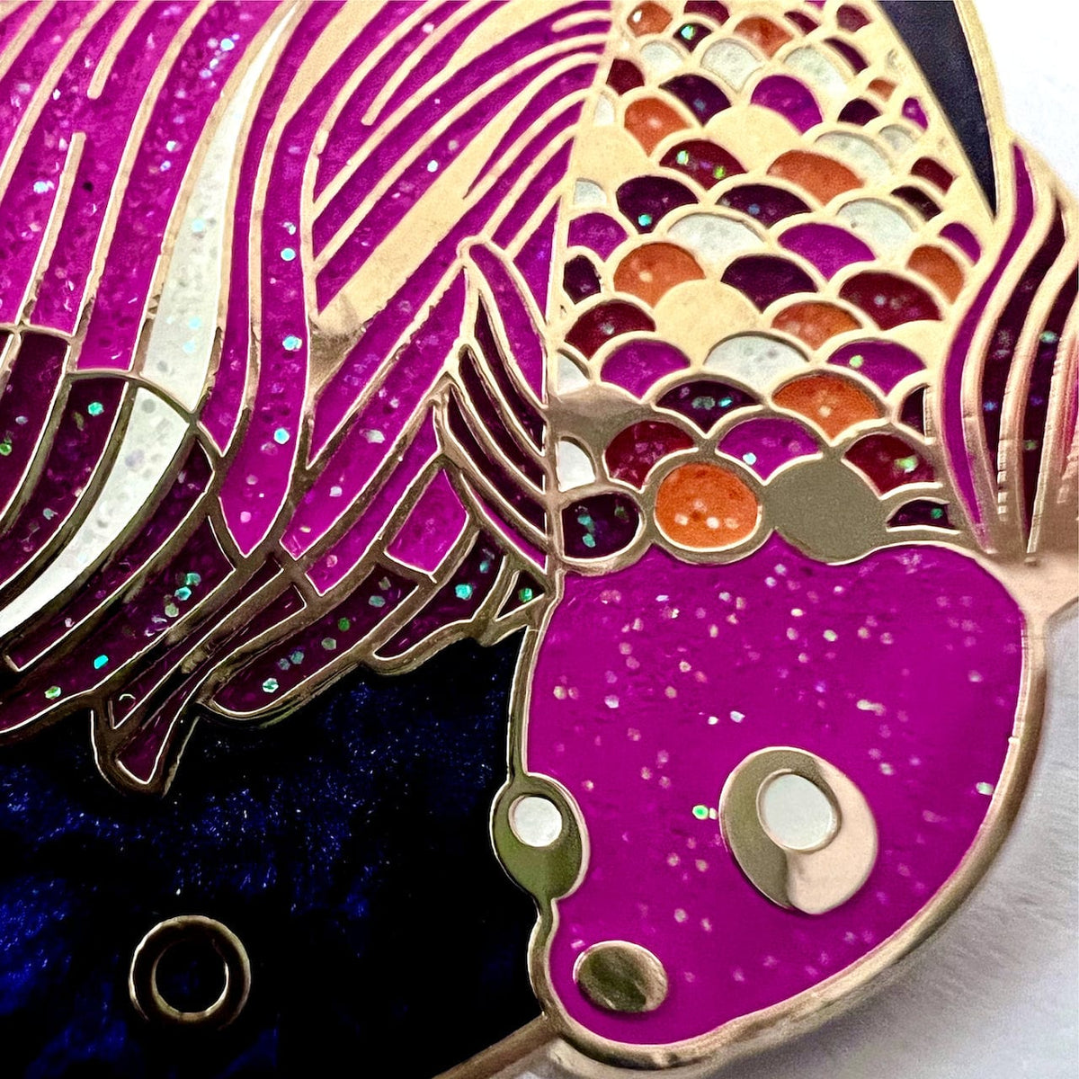 Lesbian Scales Rainbow Fish enamel pin, gold plating