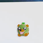 Melon Bear Mascot enamel pin, gold plating