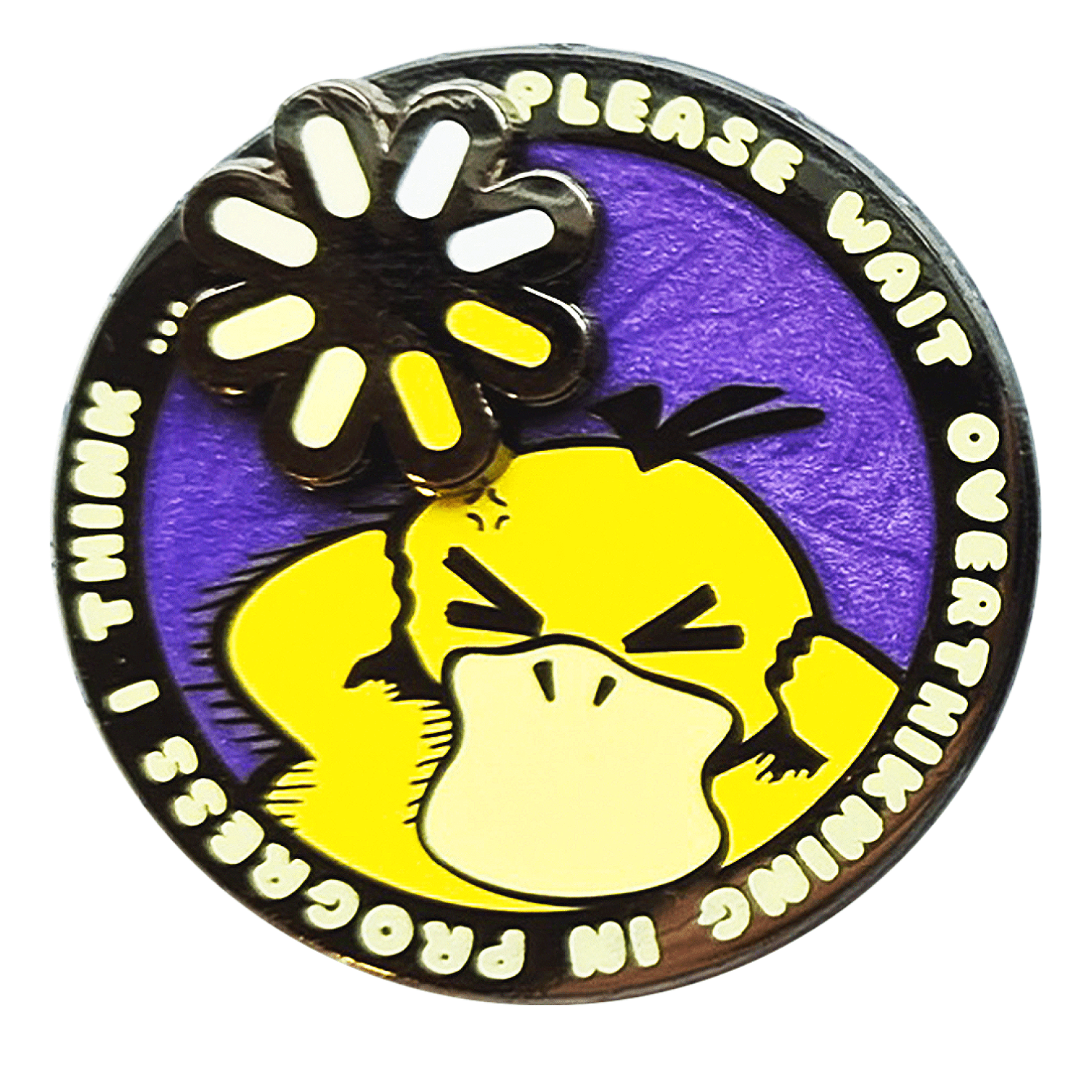 Pinbuds Enamel pin Overthinking duck spinning hard enamel pin