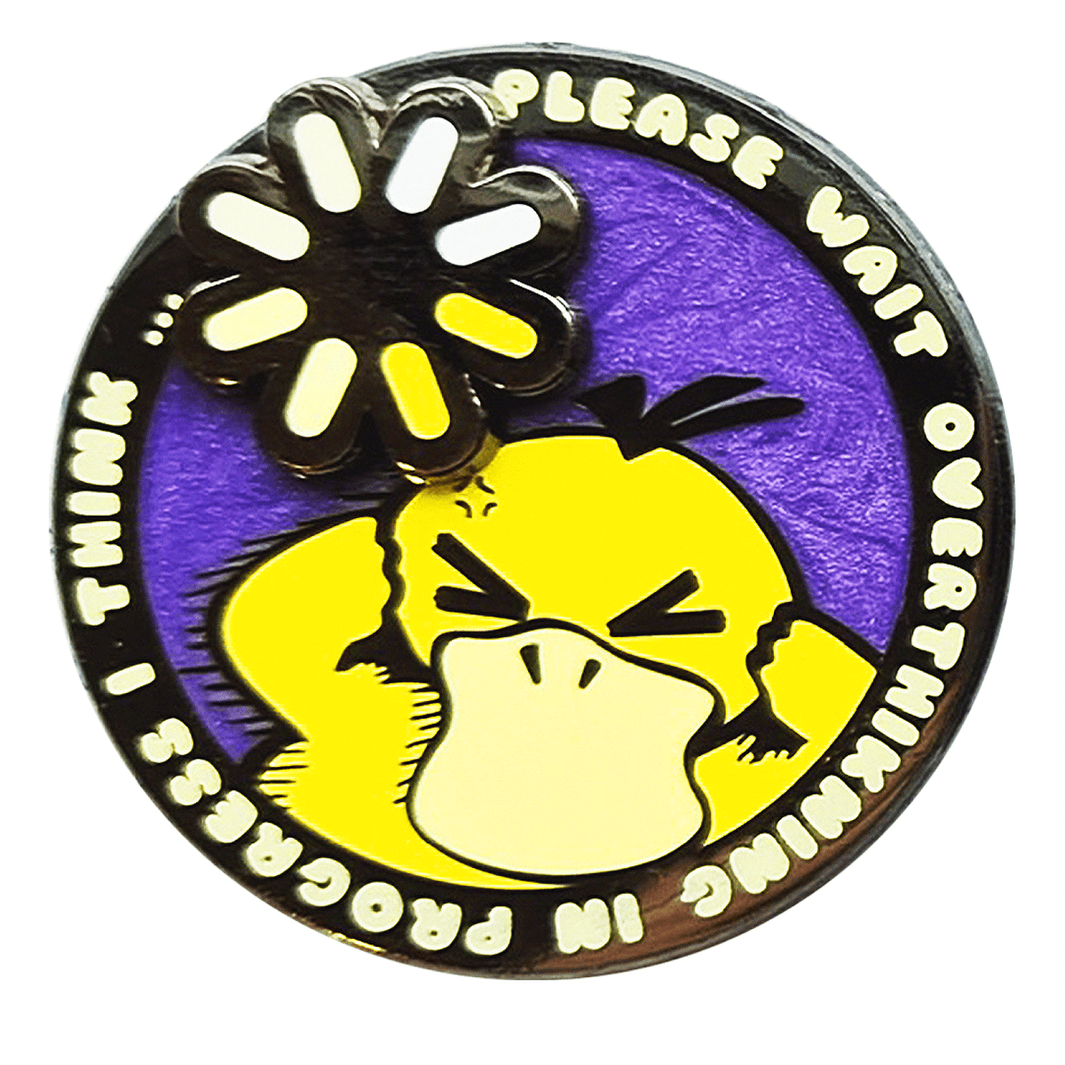 Overthinking Duck Spinning enamel pin by Pinbuds