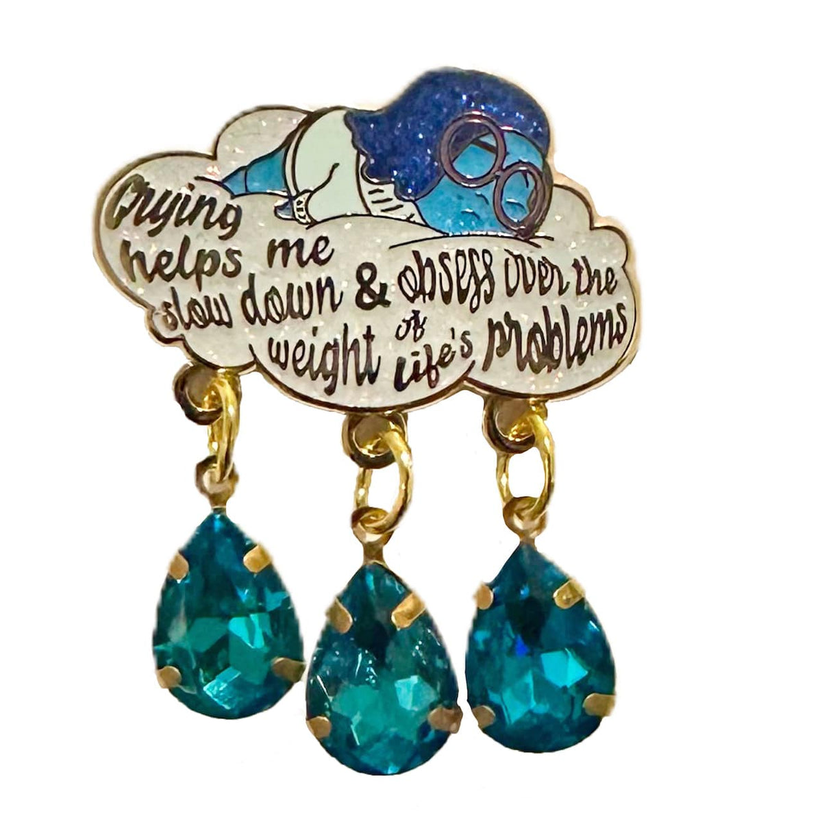 Crying Helps Crystal Tears enamel pin by Pinbuds