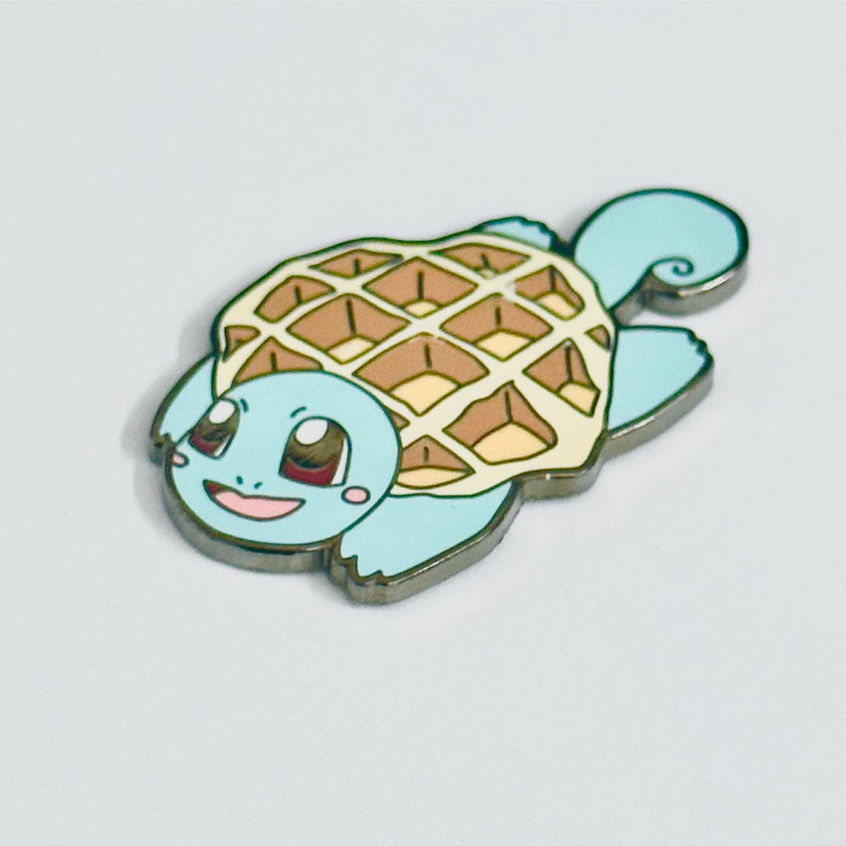 Squaffle Waffle Mashup enamel pin, black plating
