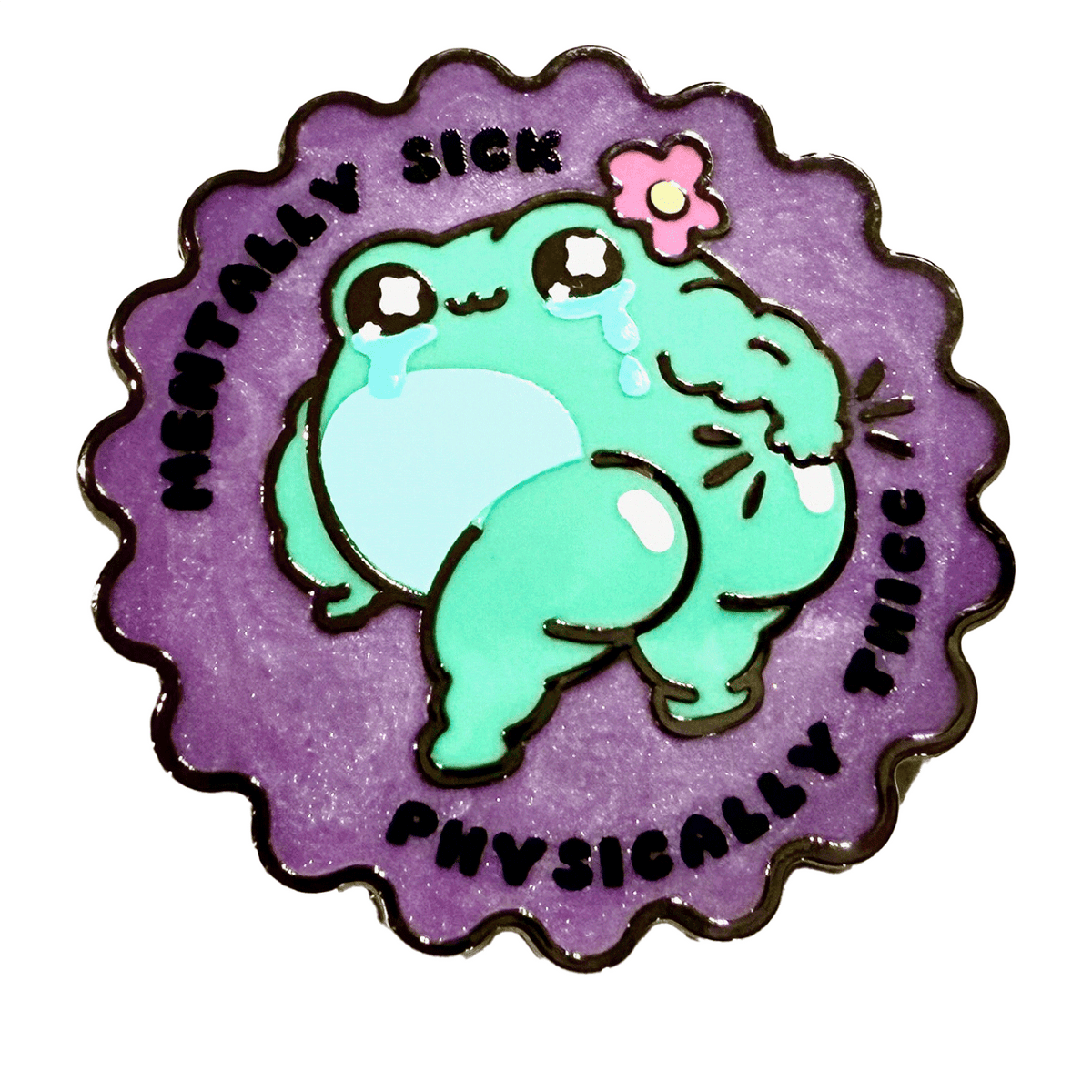 Physically Thicc Muscle Frog enamel pin by Pinbuds