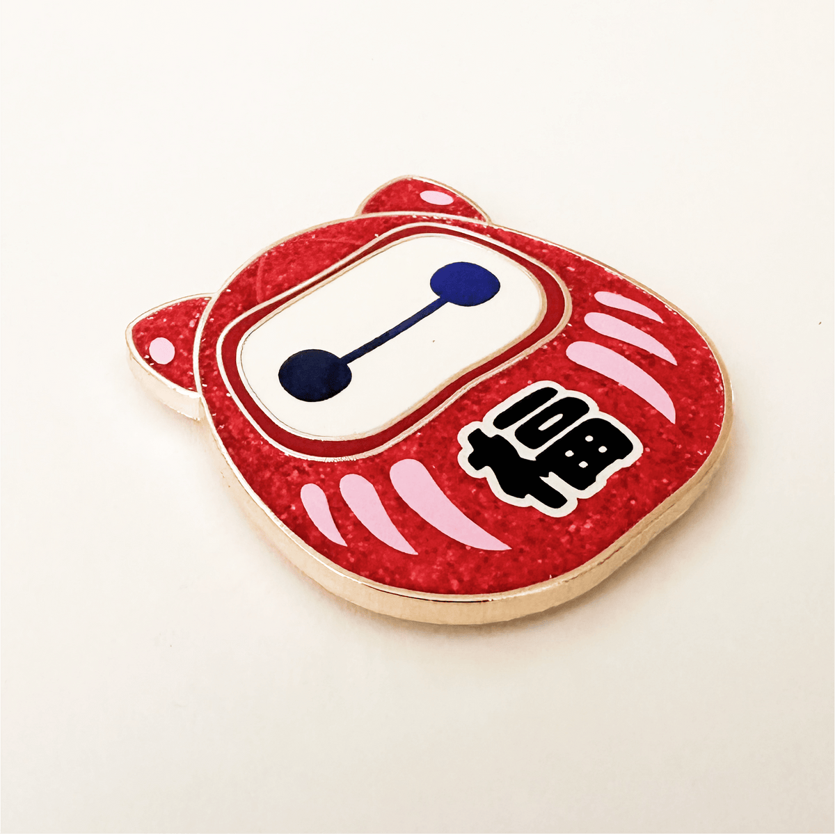Good Luck Hero Daruma enamel pin, gold plating