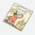 Pochita "This is Fine" enamel pin, black plating
