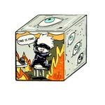 This Is Fine Prism Cube enamel pin by Pinbuds