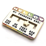 Pronoun Slider enamel pin, gold plating