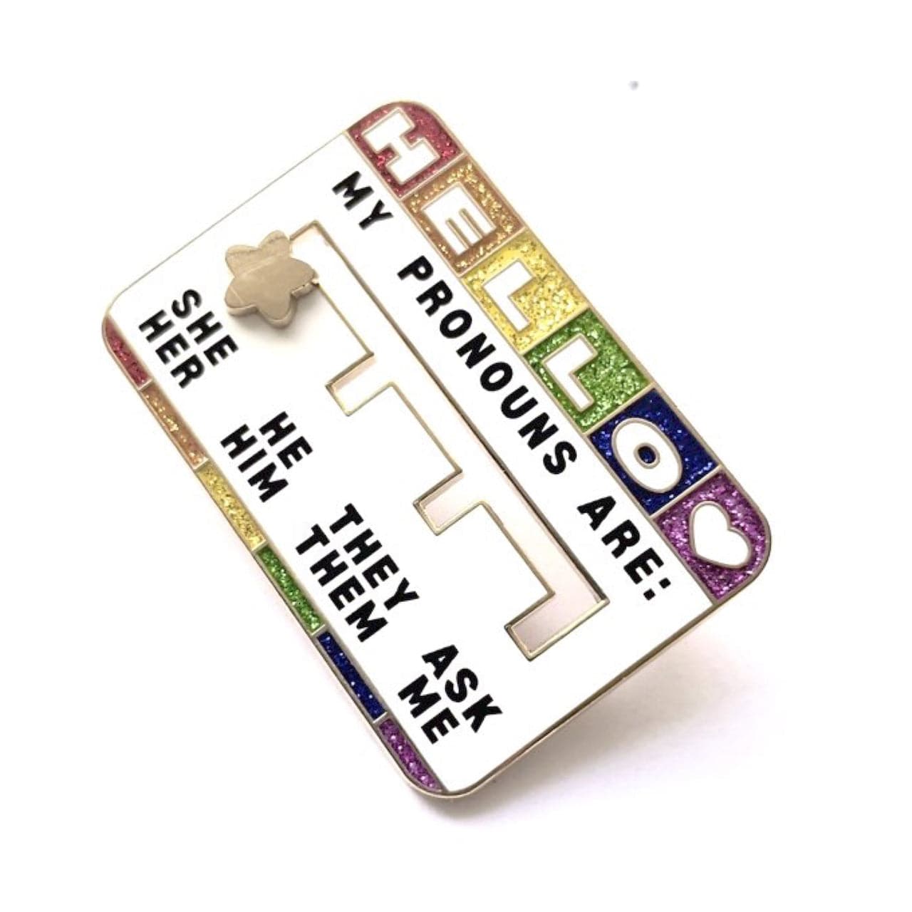 pinbuds Enamel pin Pronoun Slider Pin