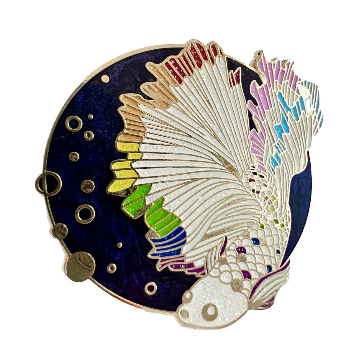 Rainbow Scales Fish enamel pin, hard enamel