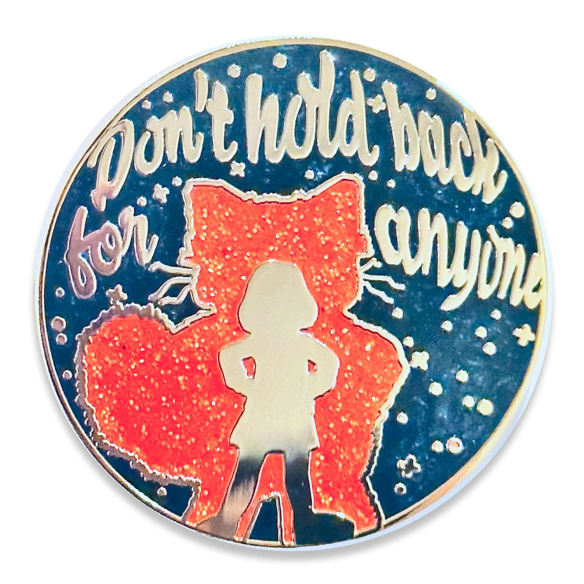 Red Panda "Don't Hold Back" Quote enamel pin by Pinbuds