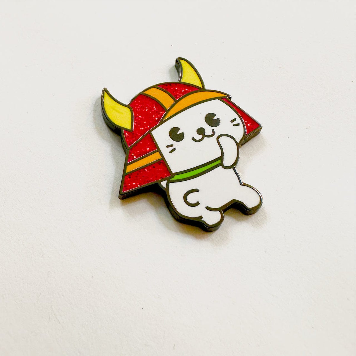 Samurai Cat Mascot enamel pin, hard enamel