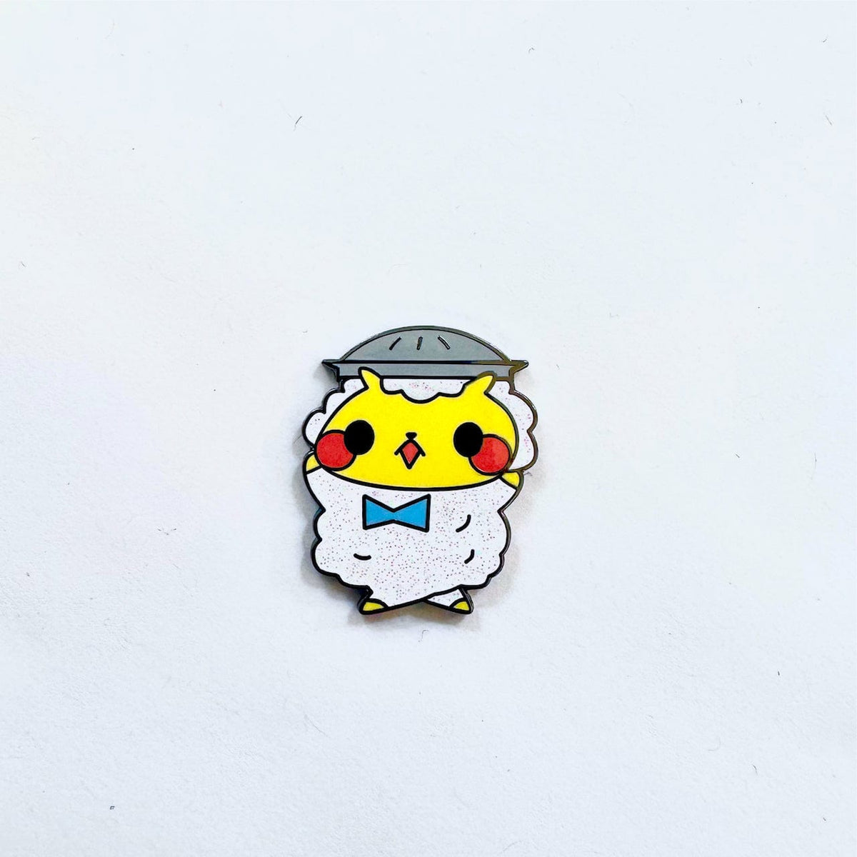 BBQ Lamb Mascot enamel pin, black plating