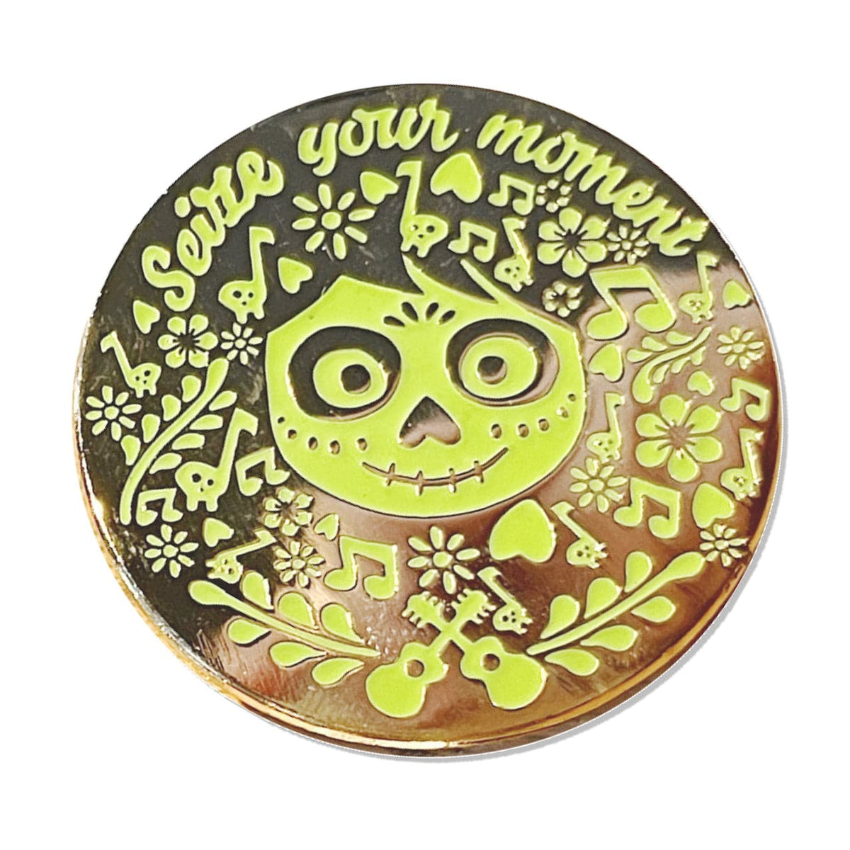 Seize Your Moment enamel pin, gold plating