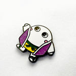 Silk Worm Mascot enamel pin, black plating