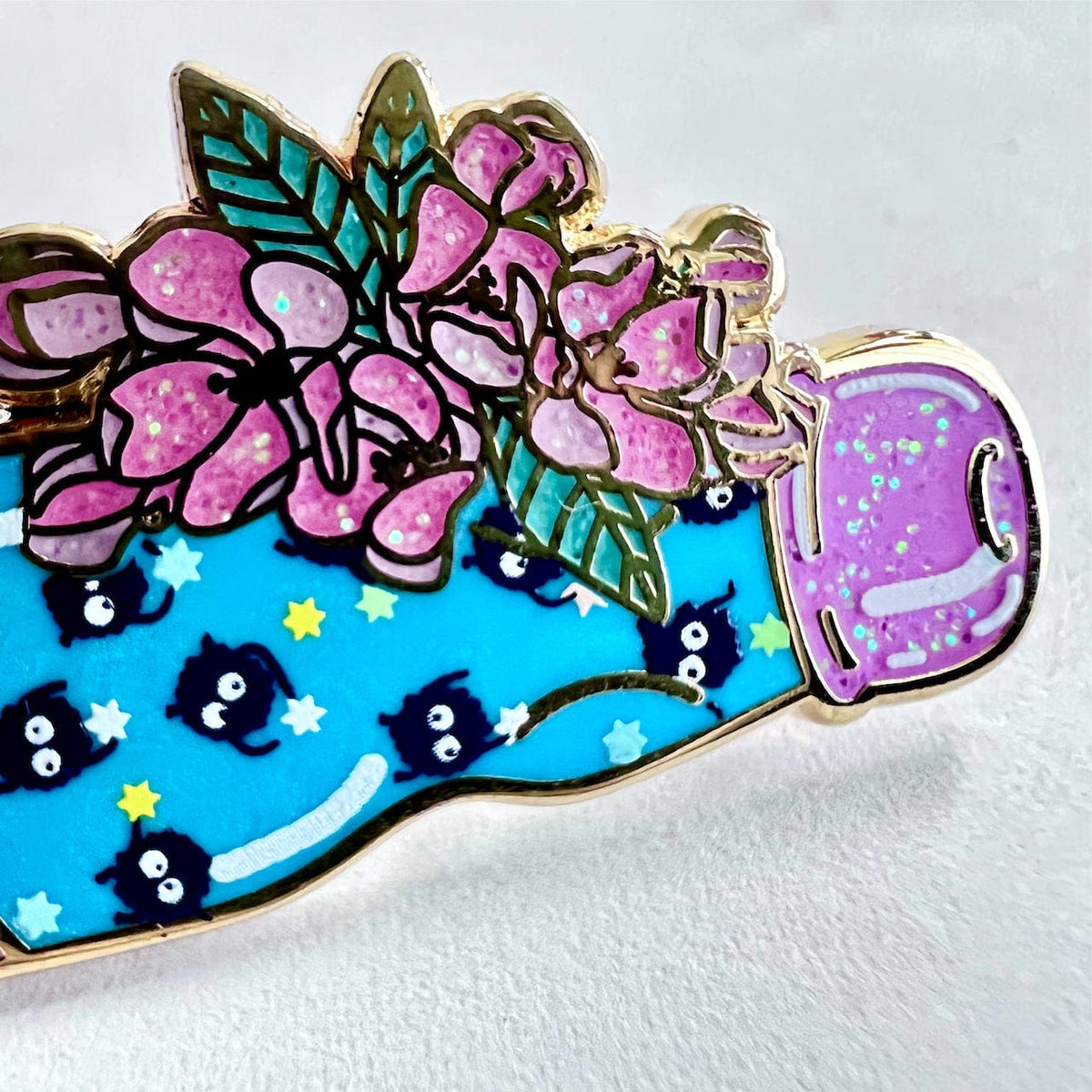 Soot Sprite Ramune enamel pin, hard enamel