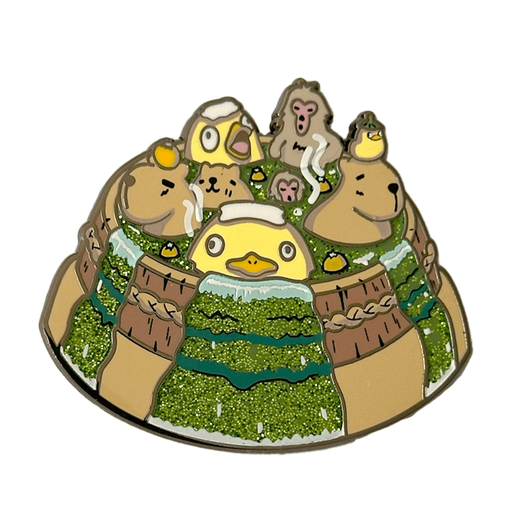 Pinbuds Enamel pin Spirited Onsen (Capybara, Duck, Monkey) Pin