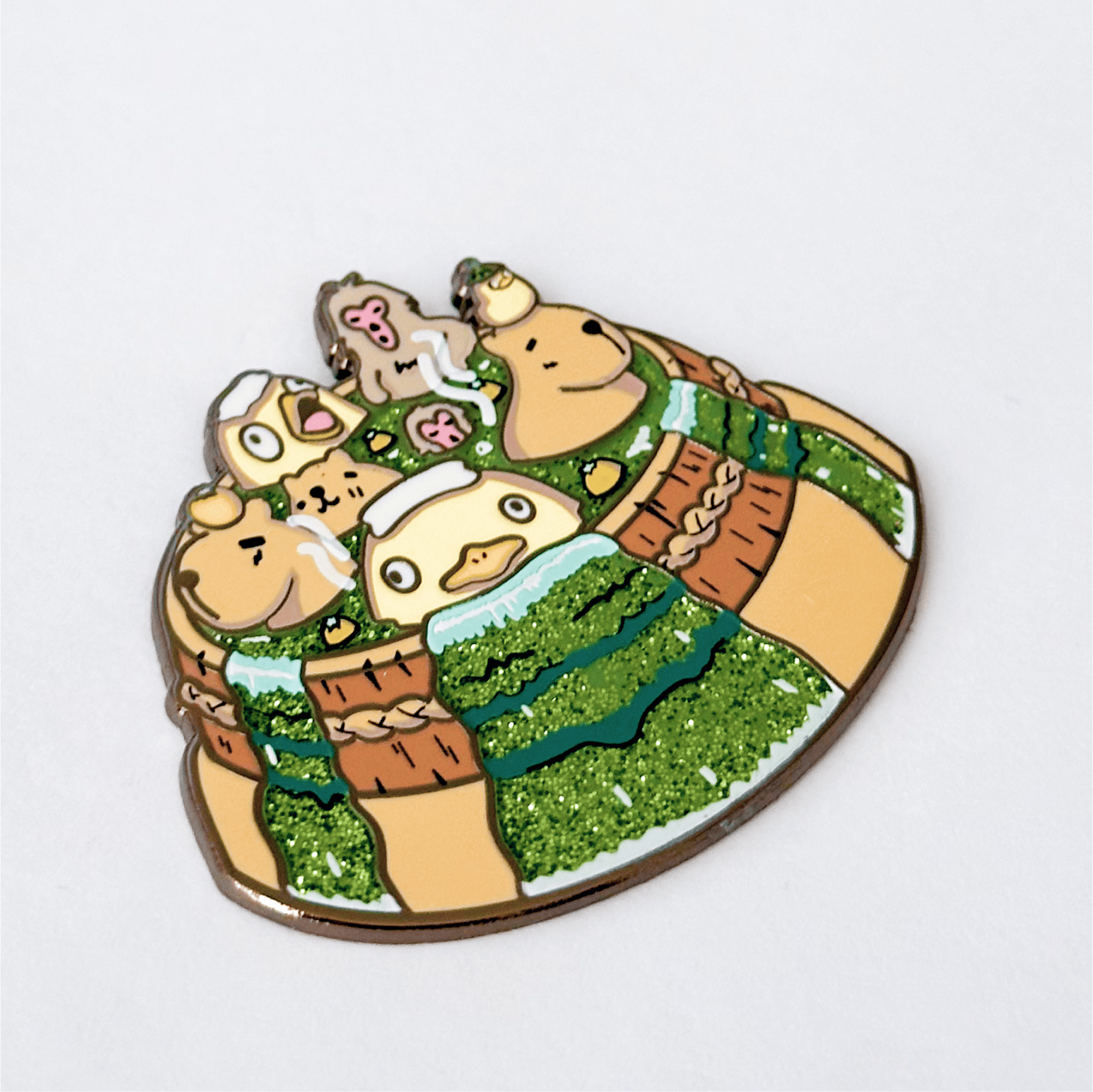 Pinbuds Enamel pin Spirited Onsen (Capybara, Duck, Monkey) Pin