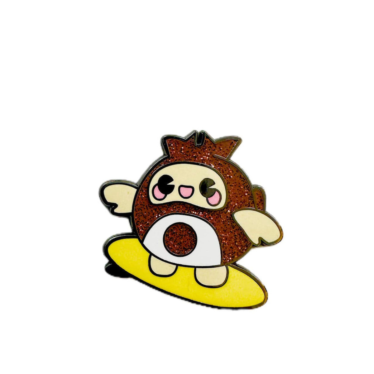 Surfing Otter pin - Chitan from Okinawa prefecture enamel pin, black plating