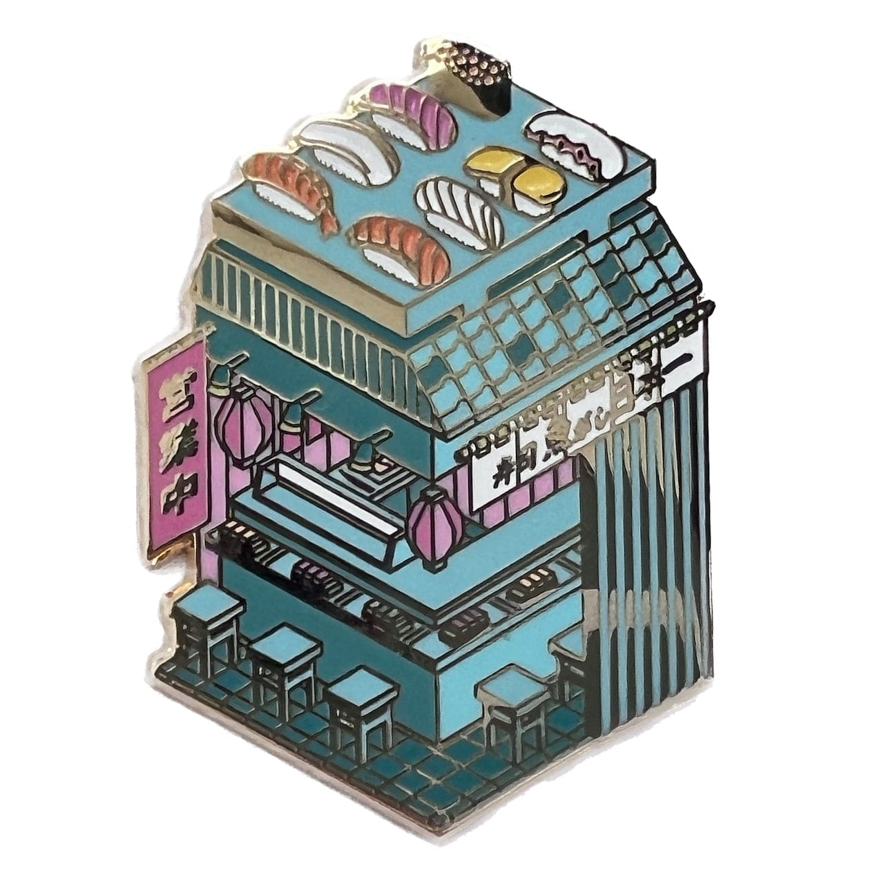 Pinbuds Enamel pin Sushi bar isometric pin すし (glitters)