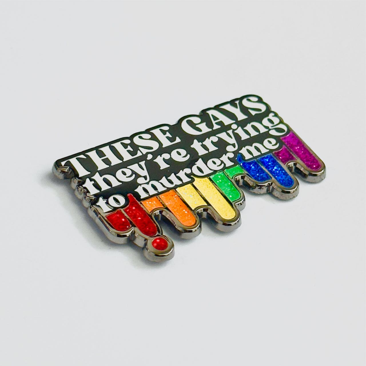 Pinbuds Enamel pin These gays are trying to murder me pin (Quote from Jennifer Coolidge in White lotus) (glitters)