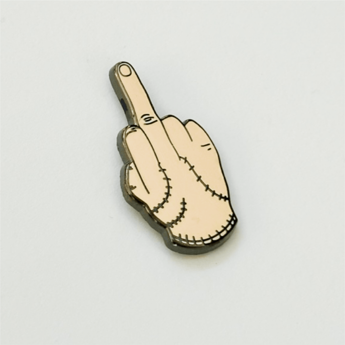 Thing Flipping Bird Hand enamel pin, black plating