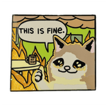 This Is Fine Cat enamel pin by Pinbuds
