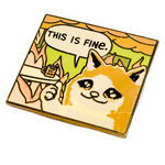This Is Fine Cat enamel pin, designed in Sydney