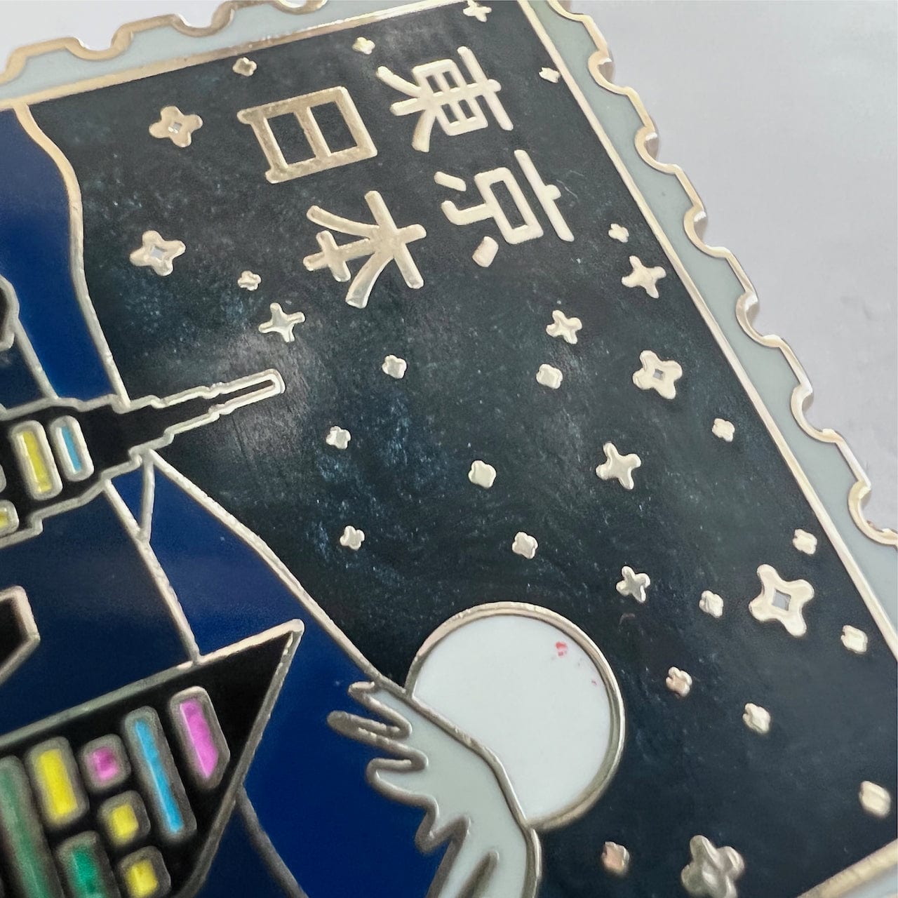 Pinbuds Enamel pin Tokyo 東京 Nights stamp pin   (pearlescent and glitter)