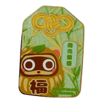 Triple Good Luck Tanuki Daruma Omamori enamel pin by Pinbuds
