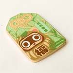 Triple Good Luck Tanuki Daruma Omamori enamel pin, gold plating