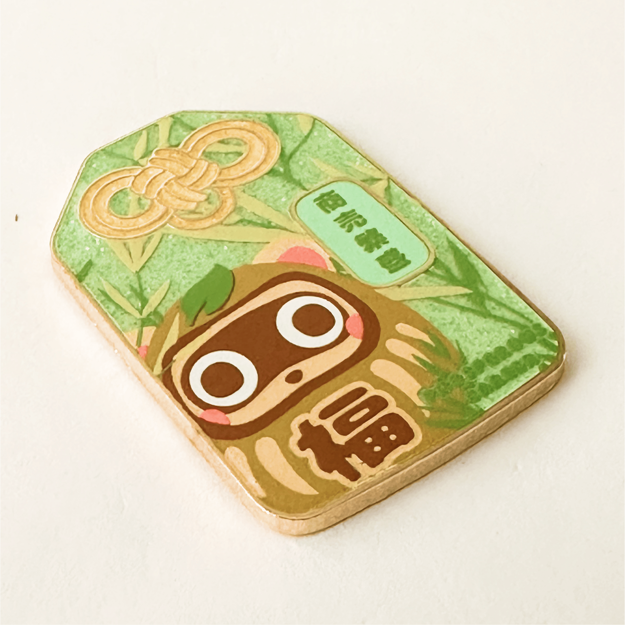 Pinbuds Enamel pin Triple Good Luck Tanuki Daruma Omamori Pin