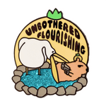 Unbothered Capybara with a Gun enamel pin by Pinbuds