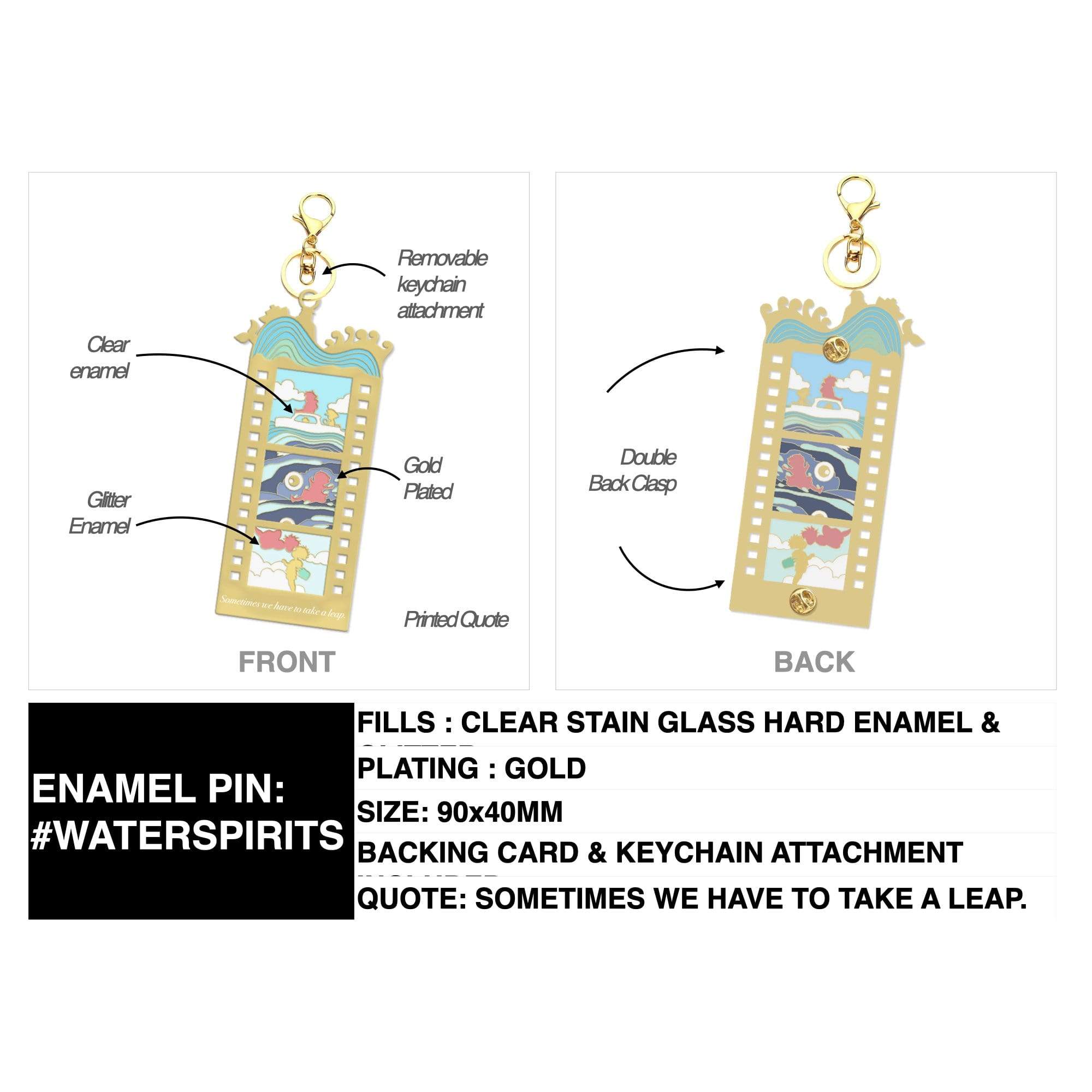 pinbuds Enamel pin "Water Spirits" Film Strip Pin (stainglass)