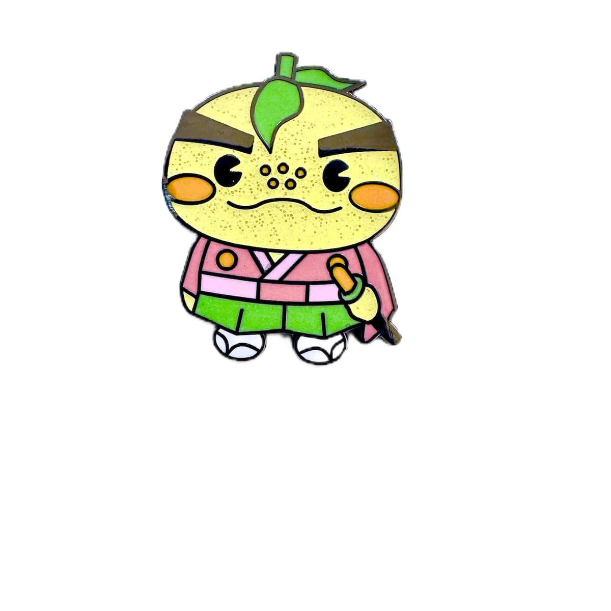 Yuzu Samurai Mascot enamel pin, black plating