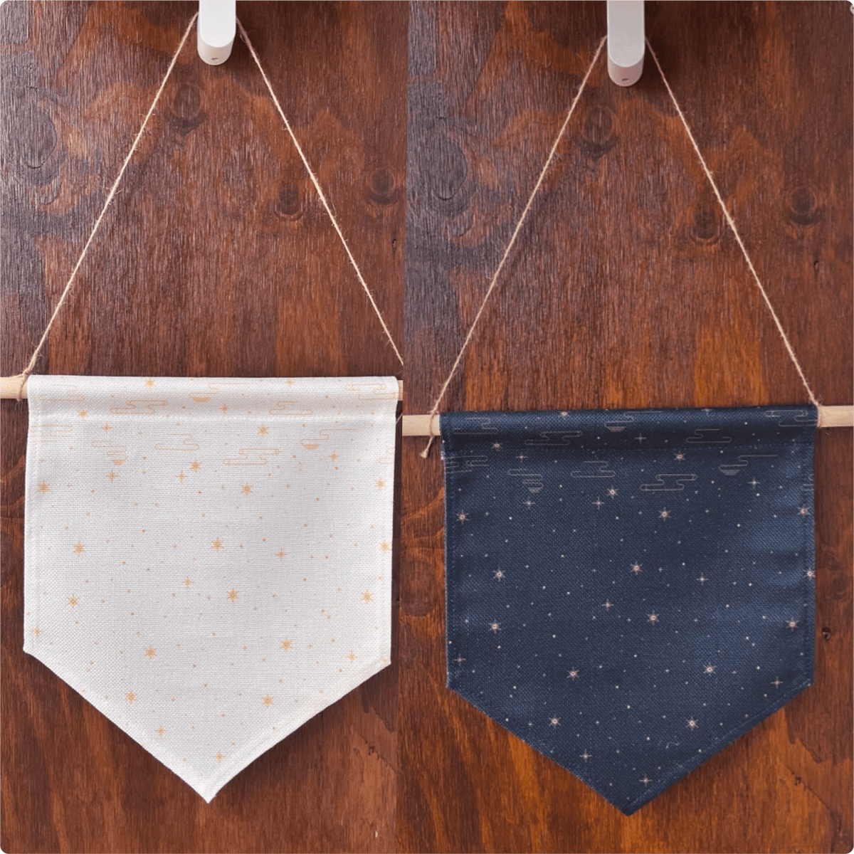 Pin Display Banner with Wood Hanger - Navy Sky, designed in Sydney